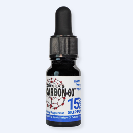 15-day trial size bottle of Greska's C60 in Sunflower Oil supplement