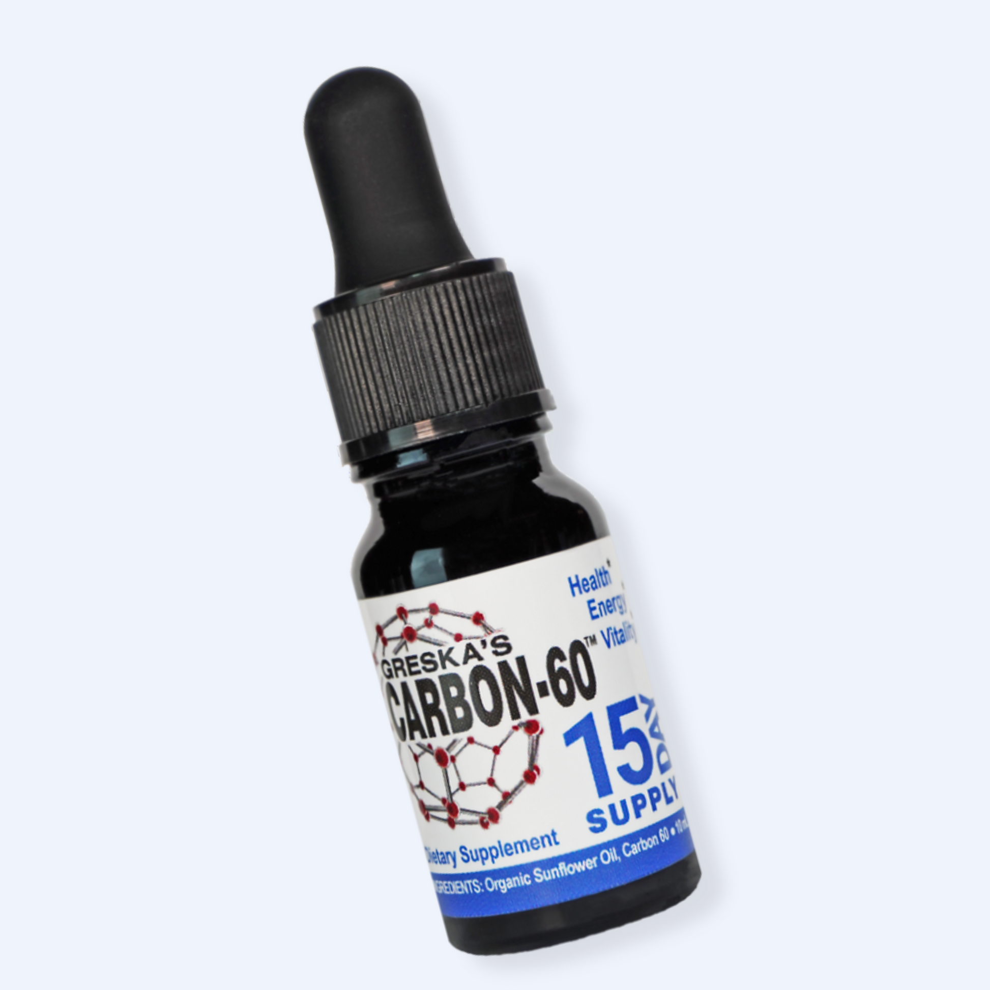 15-day trial size bottle of Greska's C60 in Sunflower Oil