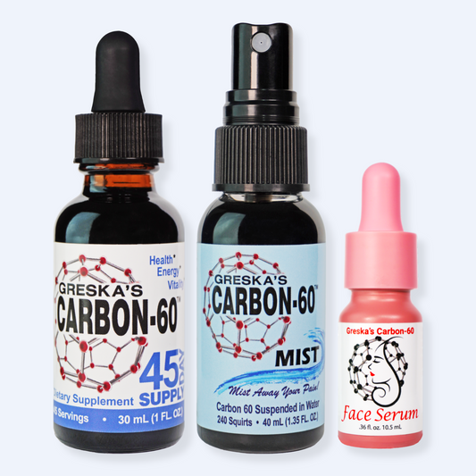 Greska's C60 Transformation Trio, the ultimate C60 wellness and skincare kit