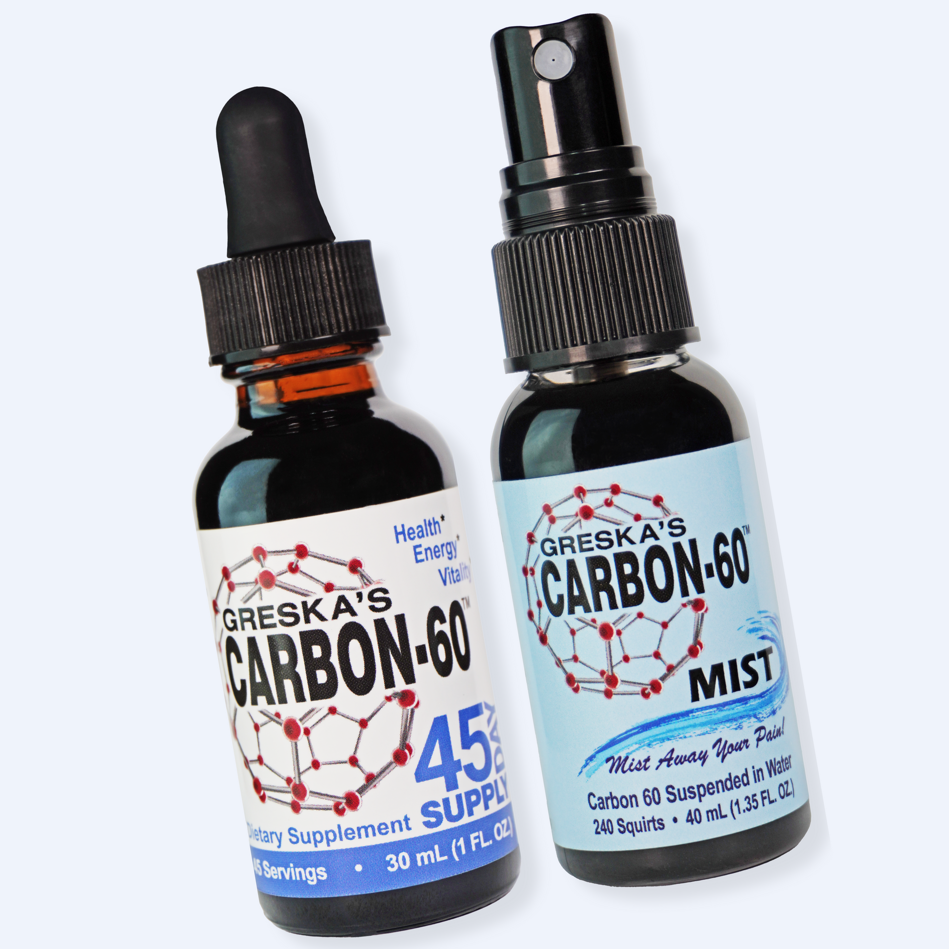 Greska's C60 Wellness Duo, a C60 bundle with supplement oil and topical mist pack