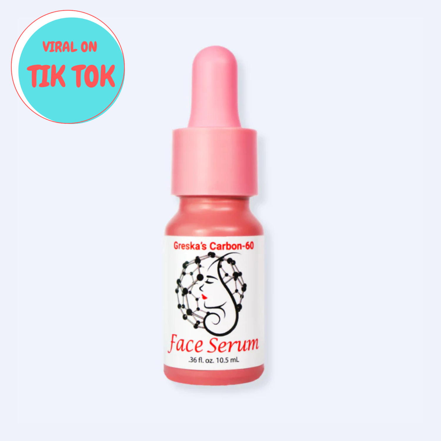 Bottle of Greska's C60 Anti-Aging Face Serum with Squalane for radiant skin