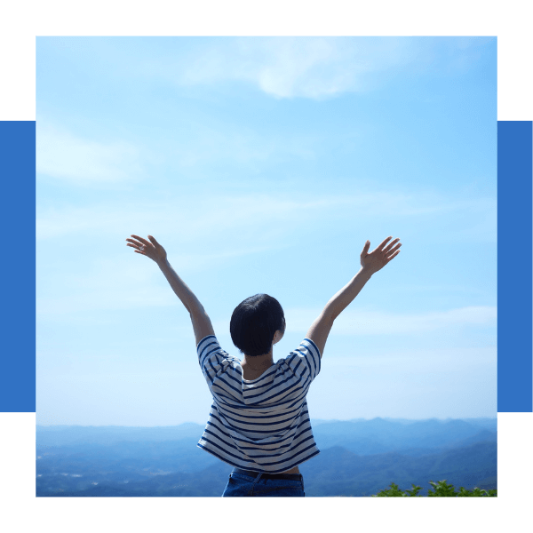 woman stretching to the sky