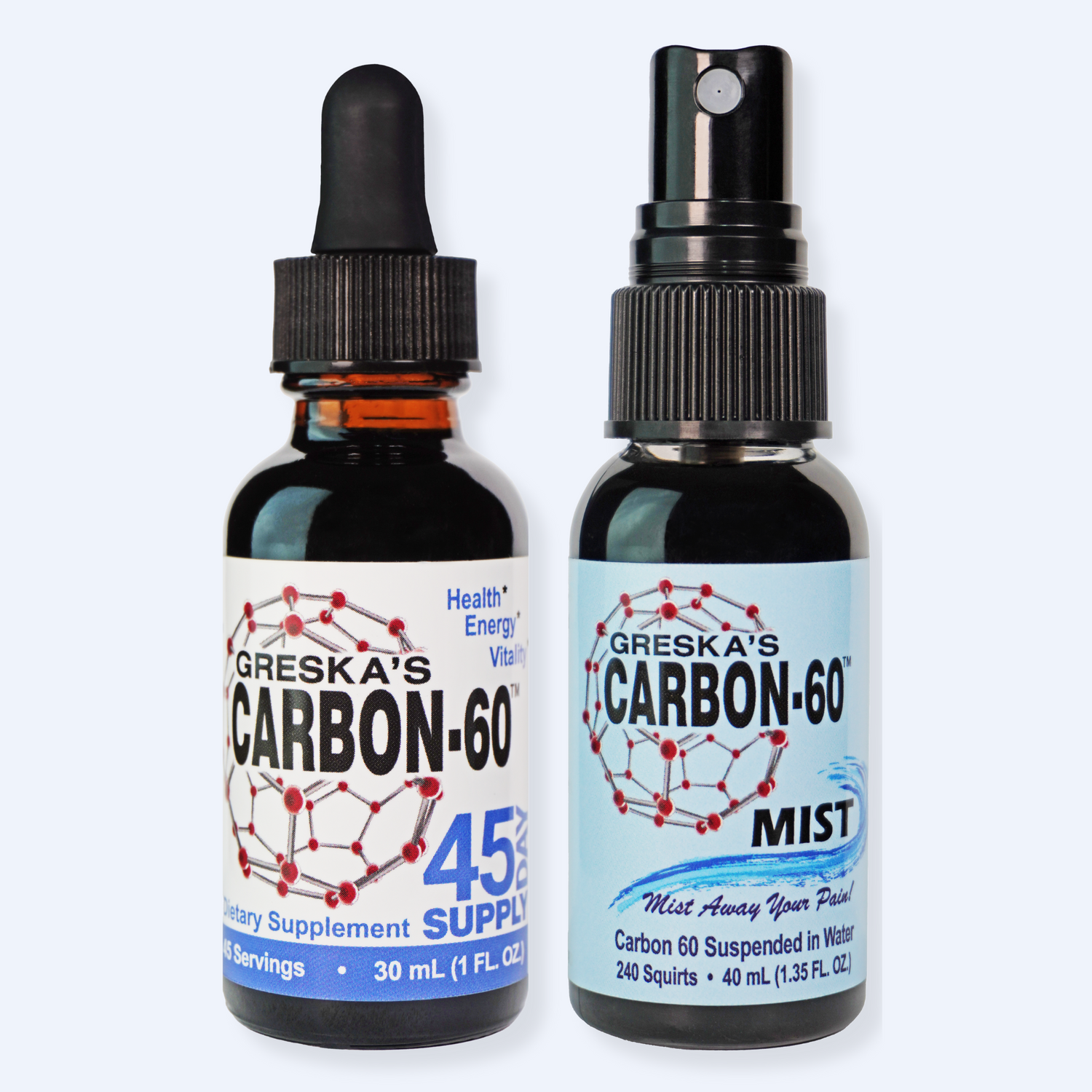 Greska's C60 Wellness Duo, a C60 bundle with supplement oil and topical mist